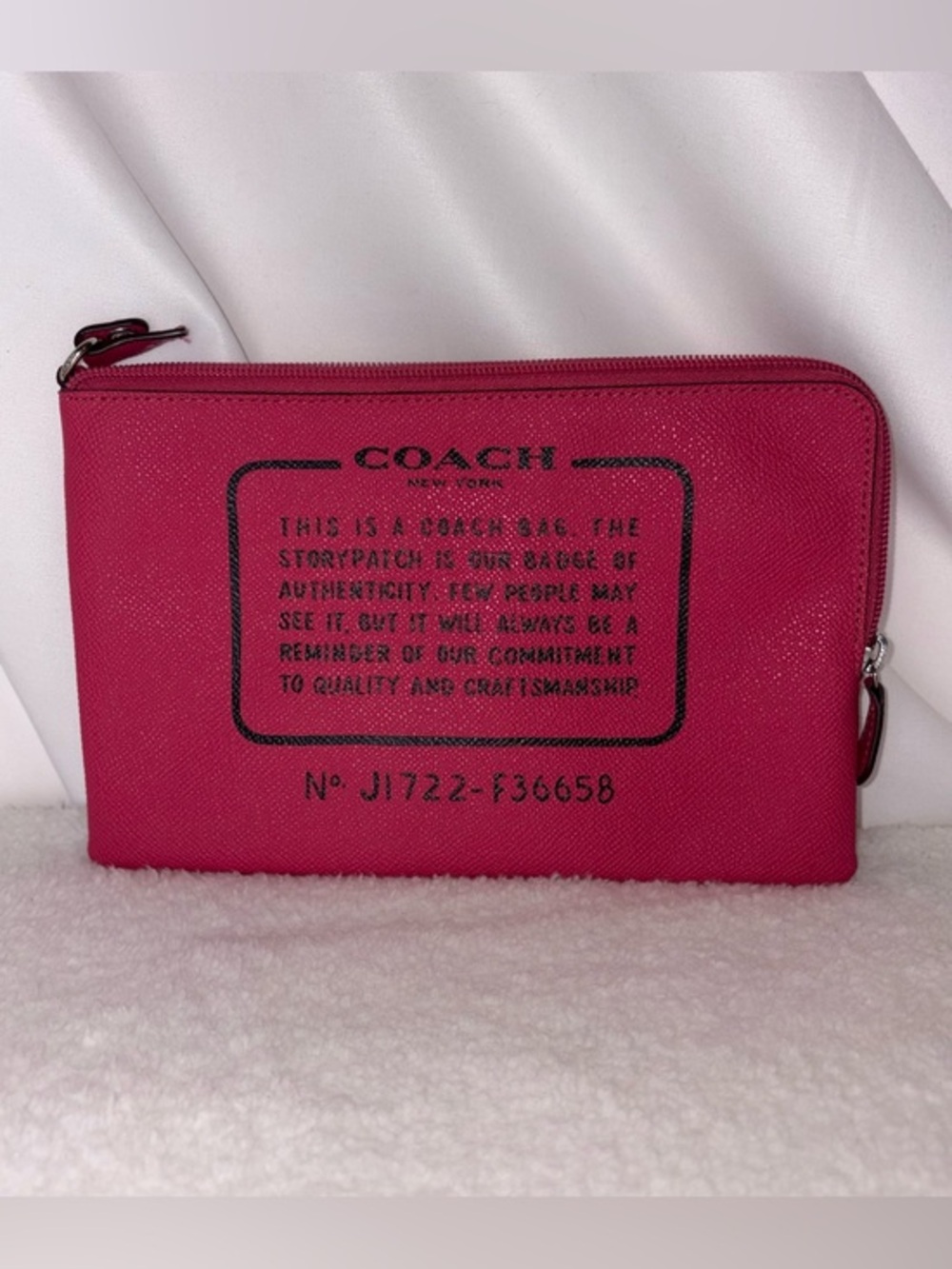 Coach Hot Pink Canvas large Zip Pouch- like new!!